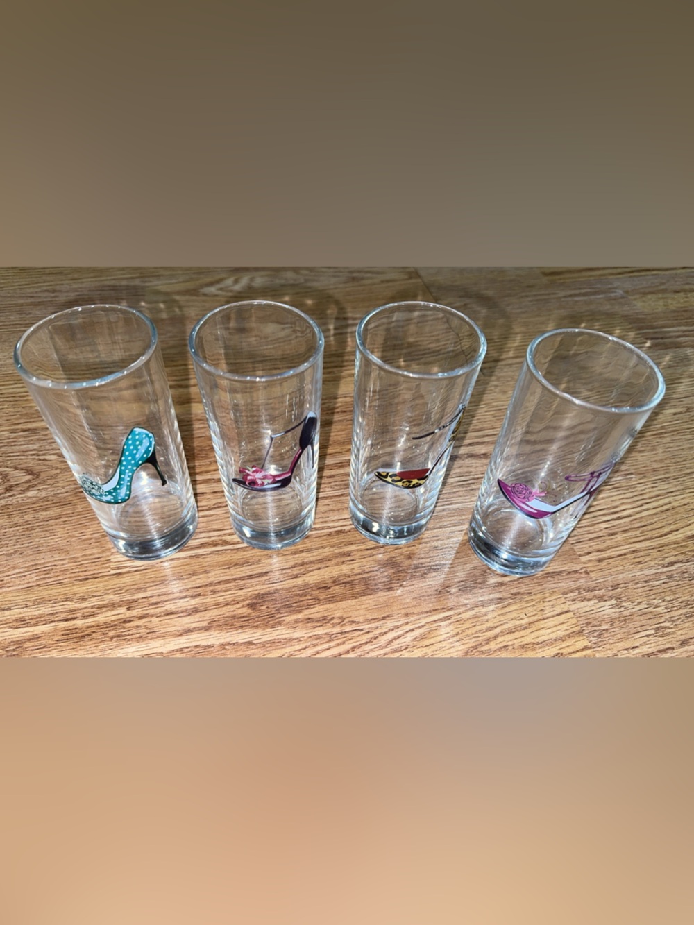 VTG Set of 4 Highball Glasses 8oz Stylish Stiletto High Heels Clear Tumblers HTF